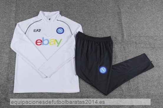 Nuevo Conjunto Completo Sudadera Entrenamiento Niños Napoli 23/24 Blanco Gris Baratas